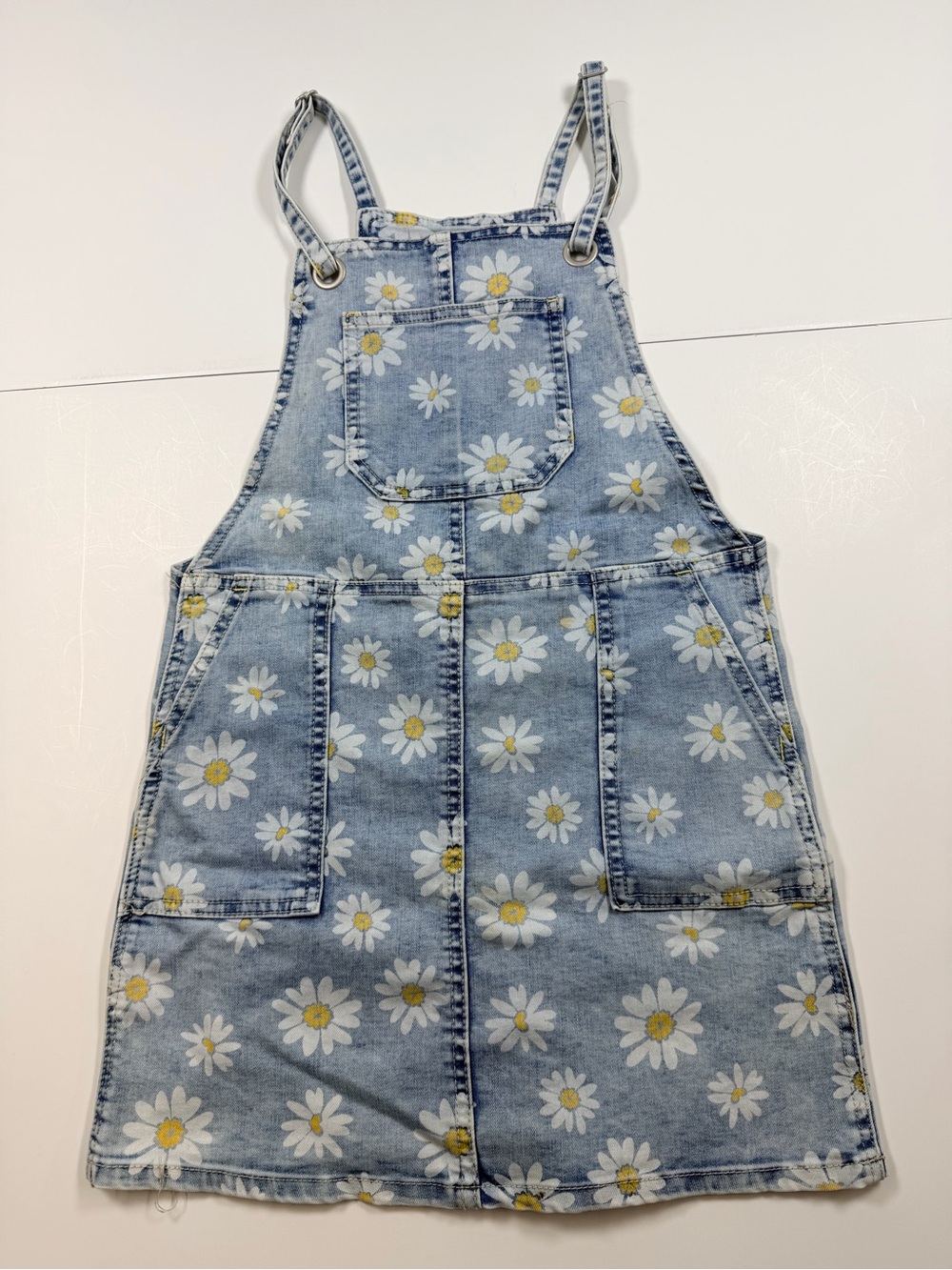 Cat & Jack Light Blue Denim Daisy Overall Dress size 8 (M) girls